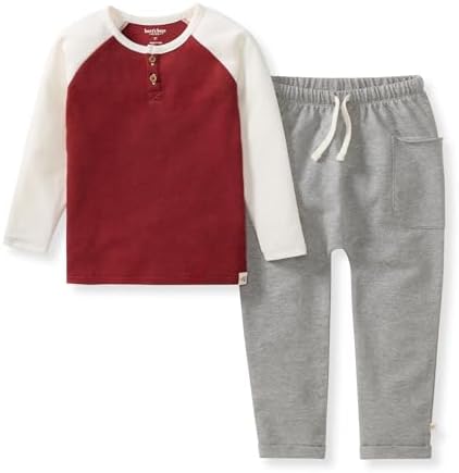 Burt's Bees Baby Boys Shirt and Pant Set, Long Sleeve Top & Bottom Outfit Bundle by BurtsBeesBaby