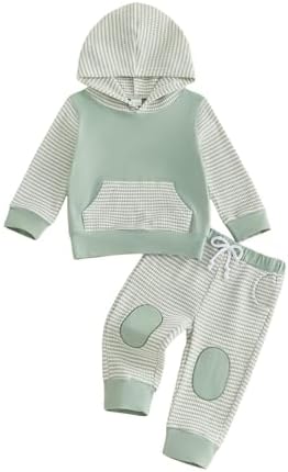 Infant Baby Boy Fall Winter Clothes Outfit Hooded Long Sweatshirt Pant Set by LIOMENGZI