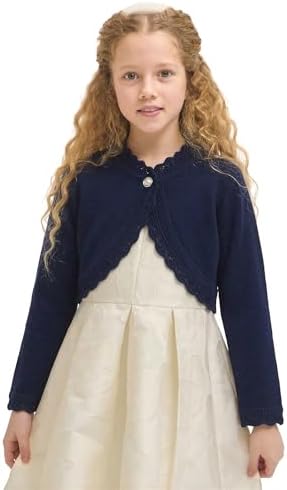 Lilax Little Girls' Knit Long Sleeve Button Closure Bolero Cardigan Shrug - Image 3