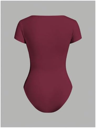 RoseSeek Girl's Short Sleeve Bodysuit Square Neck Leotard Tops 2 Pack - Image 4