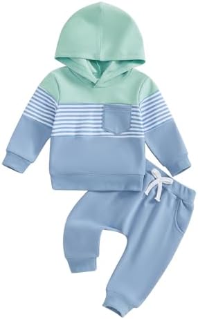 Infant Baby Boy Fall Winter Clothes Outfit Hooded Long Sweatshirt Pant Set by LIOMENGZI