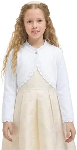 Lilax Little Girls' Knit Long Sleeve Button Closure Bolero Cardigan Shrug - Image 3