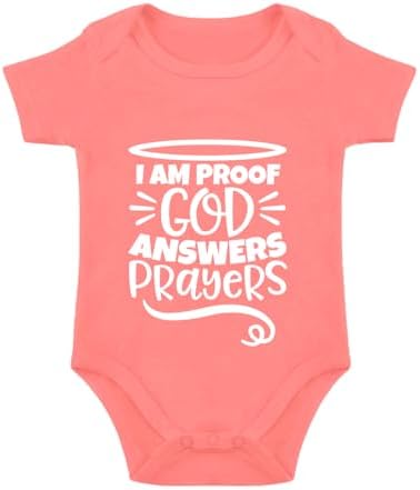 listery I'M Proof That God Answers Prayers Baby Bodysuit Baby Religious Infant by listery
