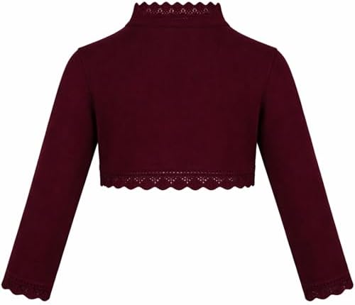 Lilax Little Girls' Knit Long Sleeve Button Closure Bolero Cardigan Shrug - Image 2