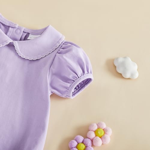 Baby Boy Girl Bubble Romper Short Sleeve Collar Summer Bodysuit - Image 5