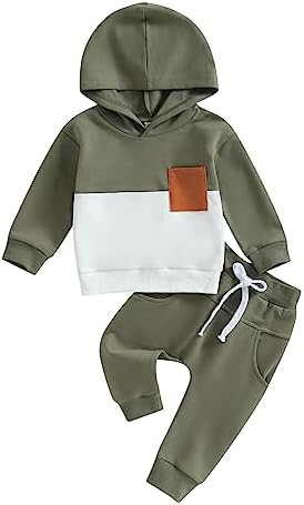 Infant Baby Boy Fall Winter Clothes Outfit Hooded Long Sweatshirt Pant Set by LIOMENGZI