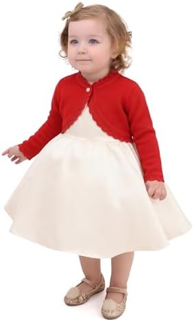 Lilax Little Girls' Knit Long Sleeve Button Closure Bolero Cardigan Shrug - Image 6