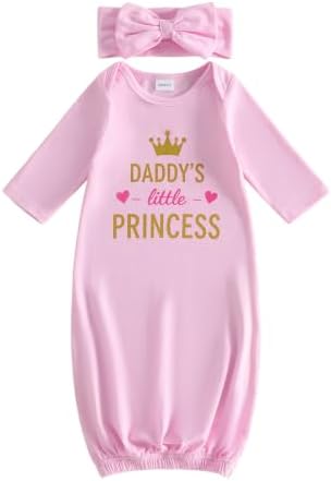 fhutpw Newborn Baby Girls Cotton Sleeper Gown She Is Here Nightgown Pajamas | by fhutpw