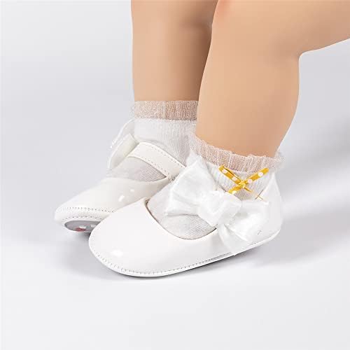 Meckior Infant Baby Girls Soft Sole Bowknot Princess Wedding Dress Mary Jane - Image 4