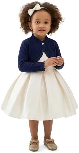 Lilax Little Girls' Knit Long Sleeve Button Closure Bolero Cardigan Shrug - Image 6