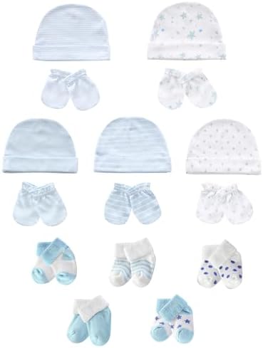 Baby Hats Mittens and Socks Set Soft Cotton Newborn Hat Glove by ZAVBABY