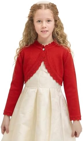 Lilax Little Girls' Knit Long Sleeve Button Closure Bolero Cardigan Shrug - Image 5