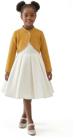 Lilax Little Girls' Knit Long Sleeve Button Closure Bolero Cardigan Shrug - Image 5