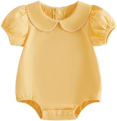 Baby Boy Girl Bubble Romper Short Sleeve Collar Summer Bodysuit by Merqwadd