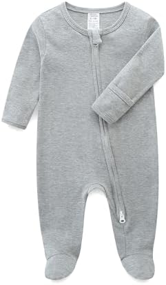Hikido Baby Romper 100% Organic Cotton Pajamas One Piece Long Sleeve Zipper by Hikido