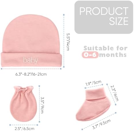 BQUBO Newborn Baby Hat Mittens Socks Set Infant Cotton Beanie Gloves Thick Warm - Image 7