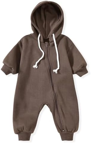 Unutiylo Unisex Baby Boys Girls Long Sleeve Infant Baby Zipper Hooded Jumpsuits by Unutiylo