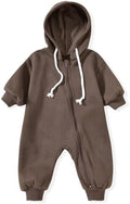 Unutiylo Unisex Baby Boys Girls Long Sleeve Infant Baby Zipper Hooded Jumpsuits by Unutiylo