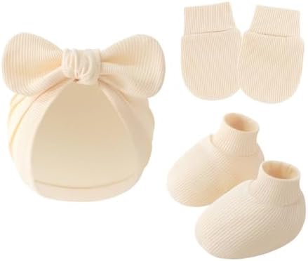 3piece Newborn Hats Mittens Socks Set Baby Boy Cotton Beanies Infant Hospital - Image 7