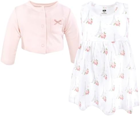 Hudson Baby Infant and Toddler Girls Cotton Dress and Cardigan Set - Image 3