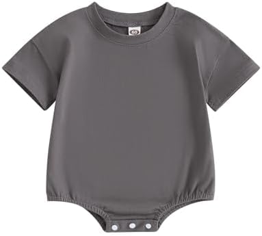 Baby Boy Girl Bubble Romper Infant Plain Oversize T-shirt Bodysuit - Image 2
