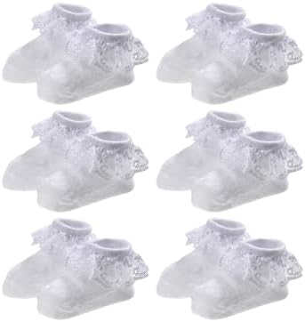 EPEIUS Baby Girl Ruffle Socks, Eyelet Frilly Lace Socks - Image 2