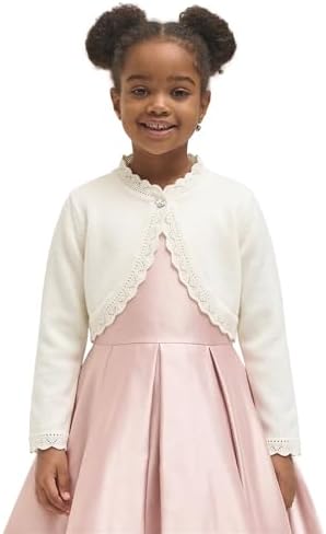 Lilax Little Girls' Knit Long Sleeve Button Closure Bolero Cardigan Shrug - Image 3