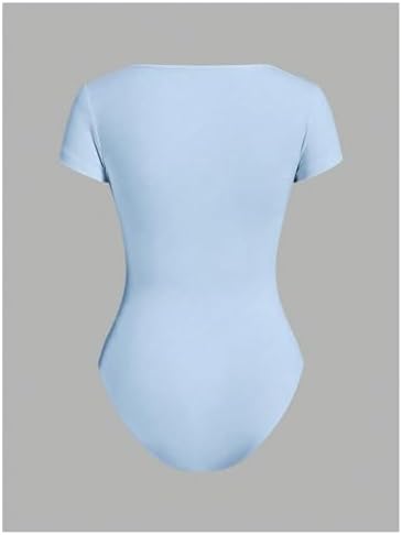 RoseSeek Girl's Short Sleeve Bodysuit Square Neck Leotard Tops 2 Pack - Image 4