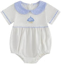 Baby Boy Girl Bubble Romper Short Sleeve Collar Summer Bodysuit by Merqwadd