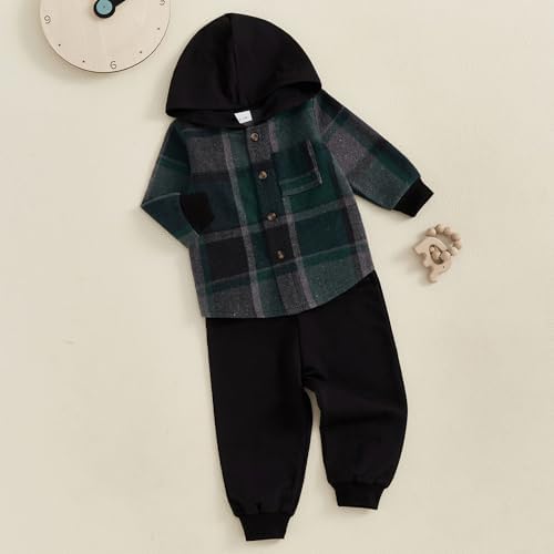 Infant Baby Boy Fall Winter Clothes Outfit Hooded Long Sweatshirt Pant Set - Image 2