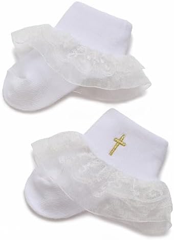 Baptism Socks for Baby Girls White - Image 3