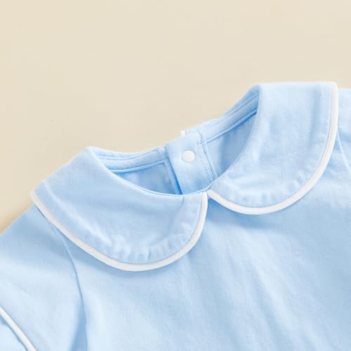 Baby Boy Girl Bubble Romper Short Sleeve Collar Summer Bodysuit - Image 4