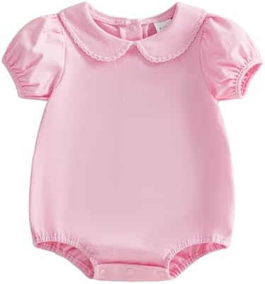 Baby Boy Girl Bubble Romper Short Sleeve Collar Summer Bodysuit by Merqwadd