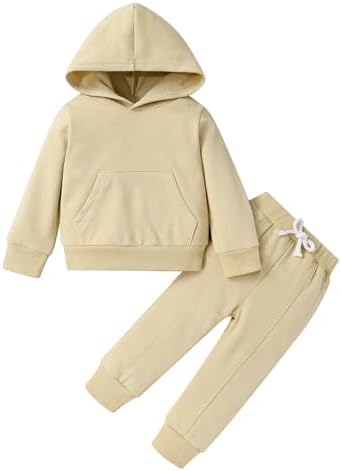 YOUNGER TREE Baby Clothes for Girls Boy Solid Color Hoodie and Sweatpants by YOUNGERTREE