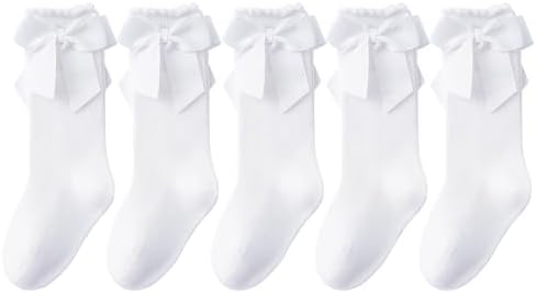 Baby Knee High Socks Infant Toddler Bow Ruffled Cotton Long Socks Stockings by Miniangel