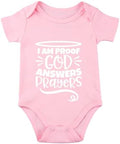 listery I'M Proof That God Answers Prayers Baby Bodysuit Baby Religious Infant by listery