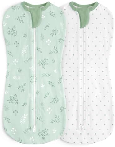Baby Swaddle 0-2 Months, Cotton Arm-In Zipper Sleep Sack, Wearable Blankets Wrap by SANDJEST