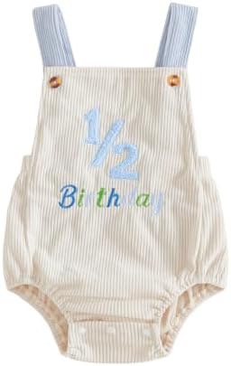 Honganda Baby Boy 1/2 Birthday Outfit Half Way to One Cake Smash Romper by Honganda