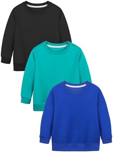 Cooraby 3 Pack Baby and Toddler Boys Crewneck Sweatshirts Kids Solid Cotton by Cooraby