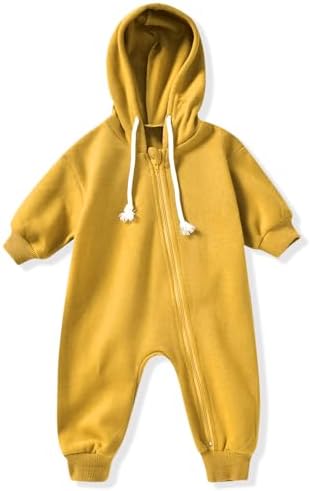 Unutiylo Unisex Baby Boys Girls Long Sleeve Infant Baby Zipper Hooded Jumpsuits by Unutiylo