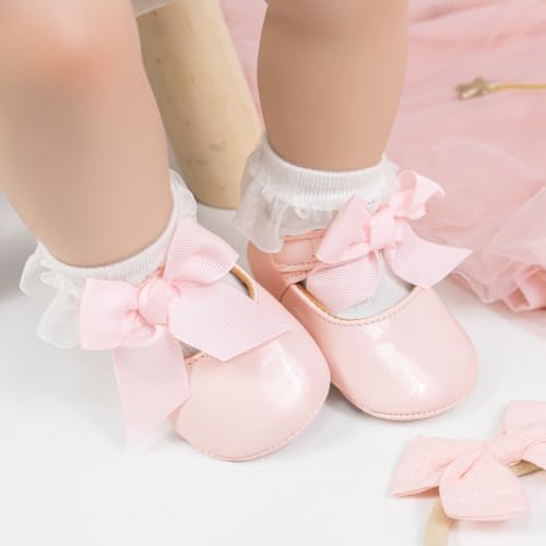 Meckior Infant Baby Girls Soft Sole Bowknot Princess Wedding Dress Mary Jane - Image 3