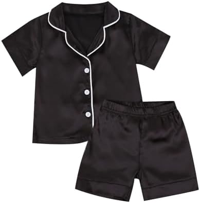 Kids Baby Girl Boy Satin Pajamas Set Button Down Sleep Shirt Top+Long Pants by SAYOO-Alljustforkids