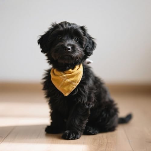Double Layers Two Tones Dog Cotton Bandana Bibs Scarf DCB27 Y&W - Image 3