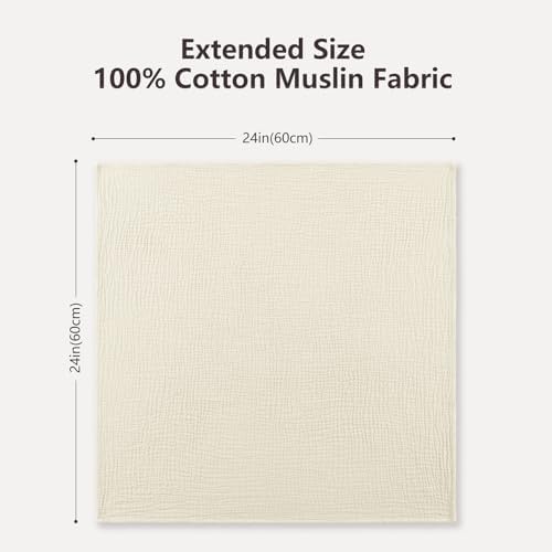 Susurration Muslin Burp Cloths 24x24 Inches Ultra Soft 100% Cotton | 4 Pack - Image 2