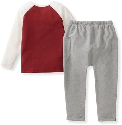 Burt's Bees Baby Boys Shirt and Pant Set, Long Sleeve Top & Bottom Outfit Bundle - Image 2