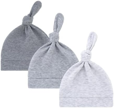 LAWKUL Cotton Baby Newborn Hats Set, 3 Pack, 0-6 Months by LAWKUL