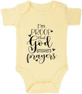 listery I'M Proof That God Answers Prayers Baby Bodysuit Baby Religious Infant by listery