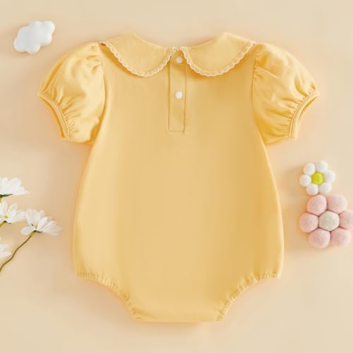 Baby Boy Girl Bubble Romper Short Sleeve Collar Summer Bodysuit - Image 3