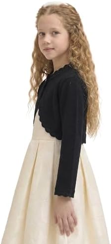 Lilax Little Girls' Knit Long Sleeve Button Closure Bolero Cardigan Shrug - Image 5
