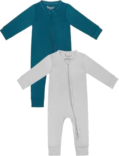Jimonda Baby Romper Boys Girls Bamboo Pajamas 2-Way Zipper Footless Unisex Long by JimondaBaby